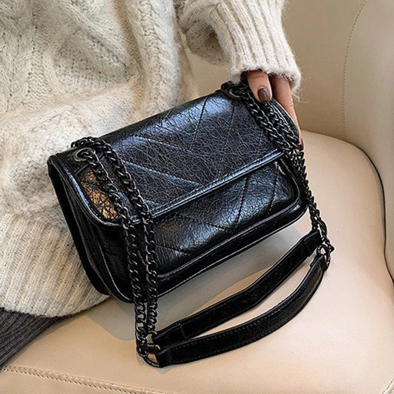 

Fashion Soft PU Leather sewing thread Crossbody Bags Women Small black quality Handbag Ladies Designer Evening travel Bags