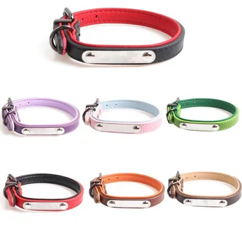 

Dog Collars Stainless Steel and Leather Pet Accessories Solid Color All Seasons Pet Supplies Puppy Collar