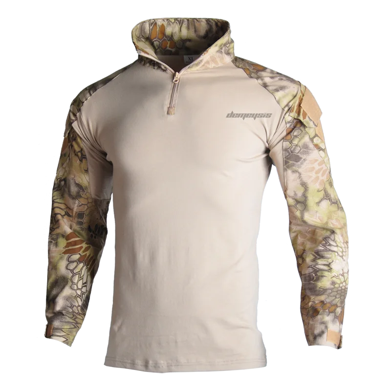 Тактические костюмы рубашка+ брюки с налокотниками Наколенники Мужская камуфляжная одежда для охотников Мультикам военная форма - Цвет: shirts highlander