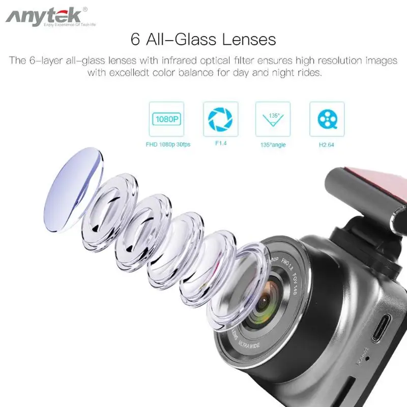 Anytek Q2N 2.0 inch Screen Mini Car Dvr Camera Full Hd 1080P 135 Degree Lens Dash Cam G-Sensor Dashcam