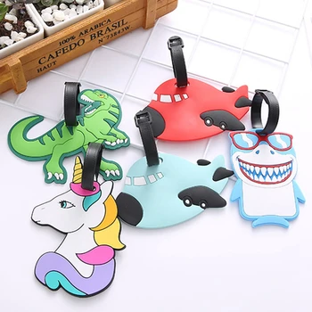 

Cartoon Dinosaur Airplane Luggage Tags Suitcase ID Address Silica Gel Holder Baggage Boarding Portable Label Travel Accessories