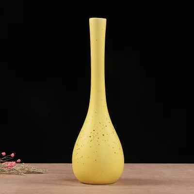 Китайская керамическая ваза для одного цветка, декоративная ваза, горшок для гостиной, Современный домашний декор, аксессуары, фарфоровые высокие вазы - Цвет: Цвет: желтый