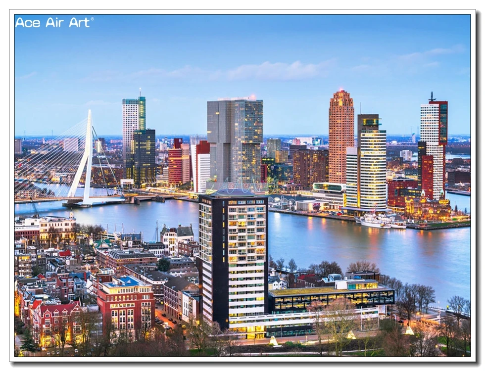 Europe Landscape 5d DIY Diamond Painting Netherlands Scenery Mosaic Embroidery Erasmus Bridge in Rotterdam for Room Decoration