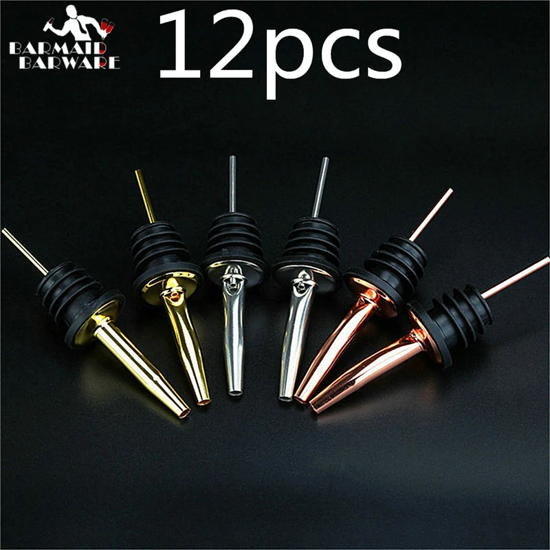 12pcs/set Wine Bottle Pourer Stopper Stainless Steel Wine Liquor Spirit