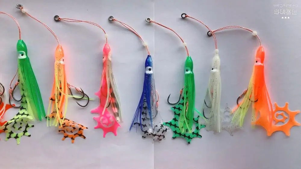 40PCS/lot Soft Octopus Fishing Lures Artificial Jigging Bait Squid Skirt Octopus with Hooks feeders for Carp Pesca