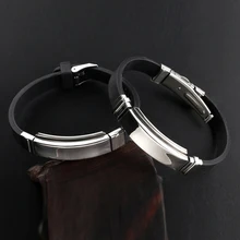 Новые ювелирные изделия панк серебряные аксессуары из нержавеющей стали силиконовые мужские стальные браслеты мужские браслеты hombre