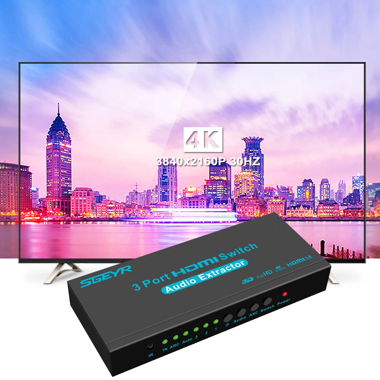 SGEYR 3x1 HDMI коммутатор с аудио выход оптический SPDIF 3 порта HDMI аудио коммутатор коробка селектор аудио экстрактор сплиттер 4 к x 2 к ARC 3D