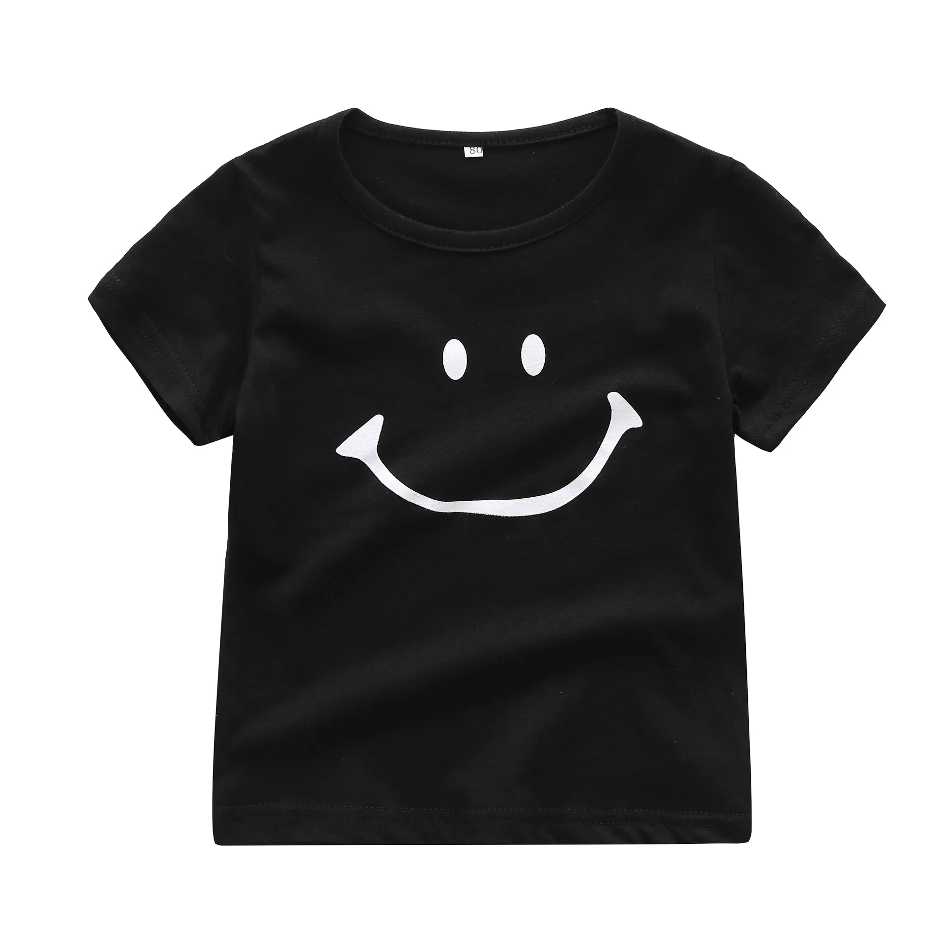 

2019 Summer New Style Infants Children Short Sleeve Smiley T-shirt 2-Color Baby Short-sleeved Top Summer Childrenswear Wholesale