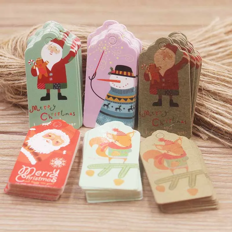 

50 tag 50string white /brown color 2x4cm scallop tag small beautiful DIY merry christmas /happy fox use for gift party /cookies