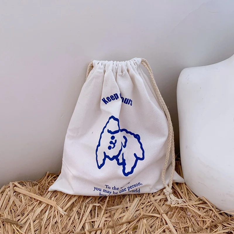 

Sweet Girls Canvas Bags Cartoon Printed Drawstring Bags 2020 Fashion Crossbody Bags Casual Simple Shoulder Bag
