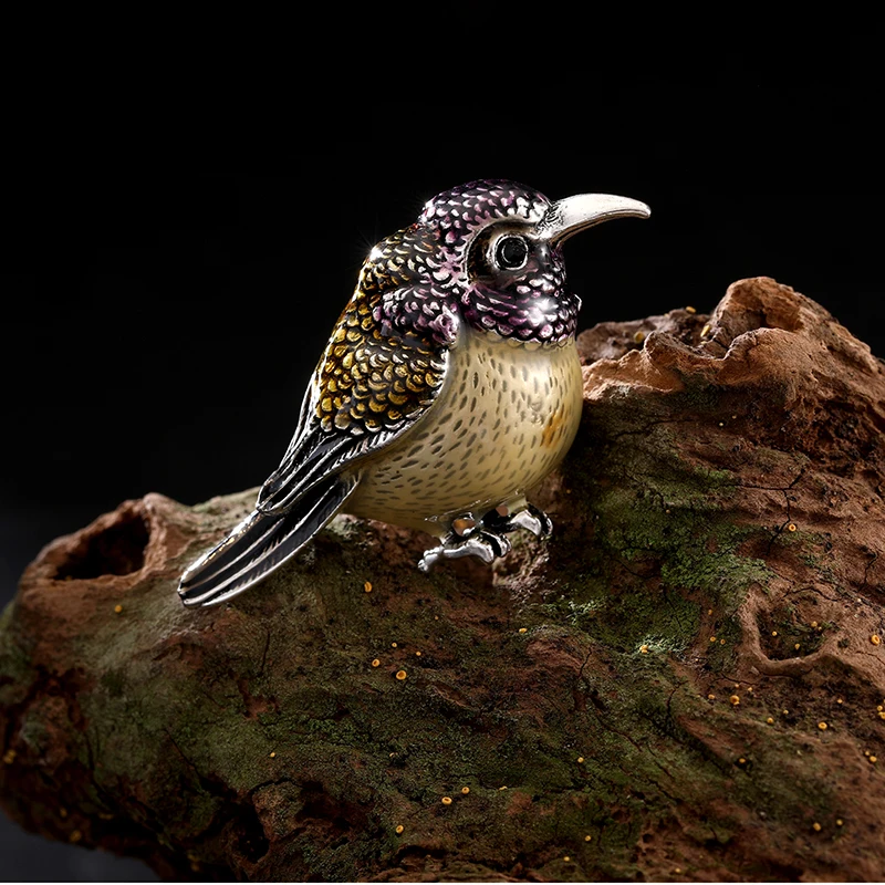 Cute bird brooch, exquisite enamel animal brooch