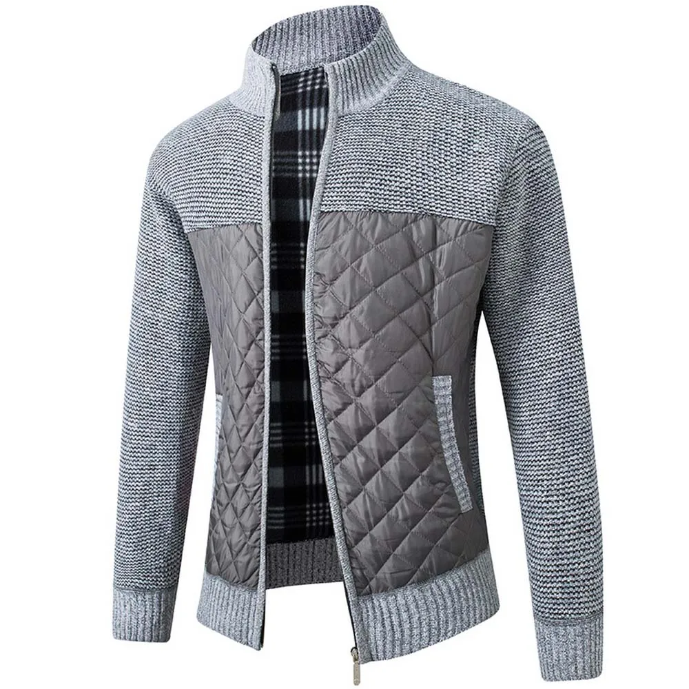 Fleece Sweater Coat Clothing Jackets Wool-Cardigan Winter Mens Patchwork Male Casual