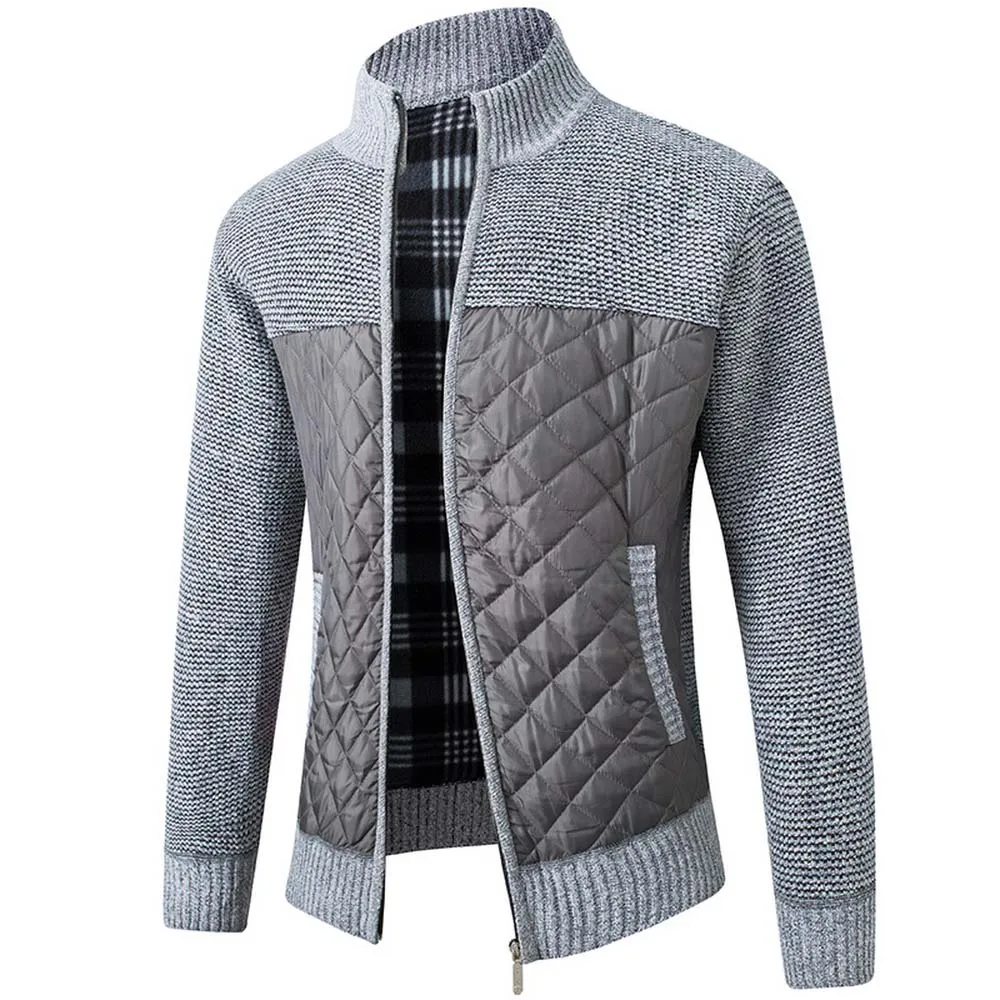 FALIZA Men's Fleece Sweater Coat Winter Thick Patchwork Wool Cardigan Warm Knitted Sweater Jackets Casual Male Clothing XY108
