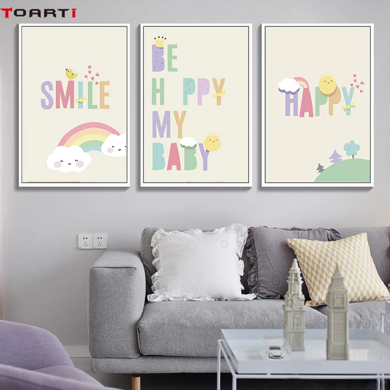 

Cartoon Prints Posters Colorful Letters Canvas Painting On The Wall Motivational Kids Quote Art Decorative Pictures For Bedroom