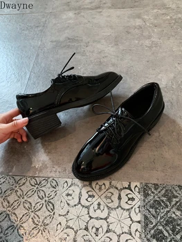 

British wind small leather shoes female wild ins2019 new net red round head Japanese thick with single shoes college wind