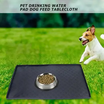 

Dog Footprint Dog Cat Silica Gel Pad Drinking Mat Attract Pet Foldable Attention Feed Tablecloth Washable Grey/Black 48x30cm