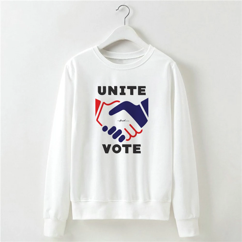 

New Long Sleeve Sweatshirts UNITE VOTE Printing Hot Style Versatile Pullovers Blouses Comfortable Soft Aesthetic Women Hoodies