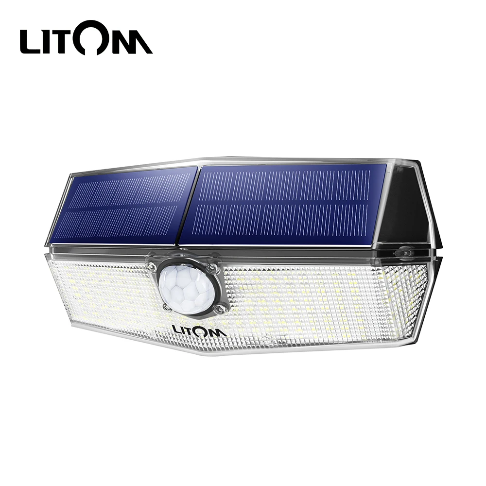1/2 шт. Litom 200 светодиодов солнечный светильник IPX7 водонепроницаемый солнечный светильник PIR датчик движения настенный светильник s для наружной стены сада гаража ночной
