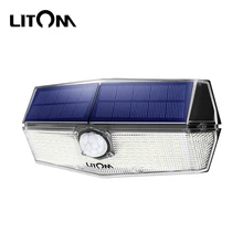 1/2 шт. Litom 200 светодиодов солнечный светильник IPX7 водонепроницаемый солнечный светильник PIR датчик движения настенный светильник s для наружной стены сада гаража ночной