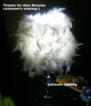 

Sale Bedside reading room foyer sitting room living heart shape white feather crystal table lamp light