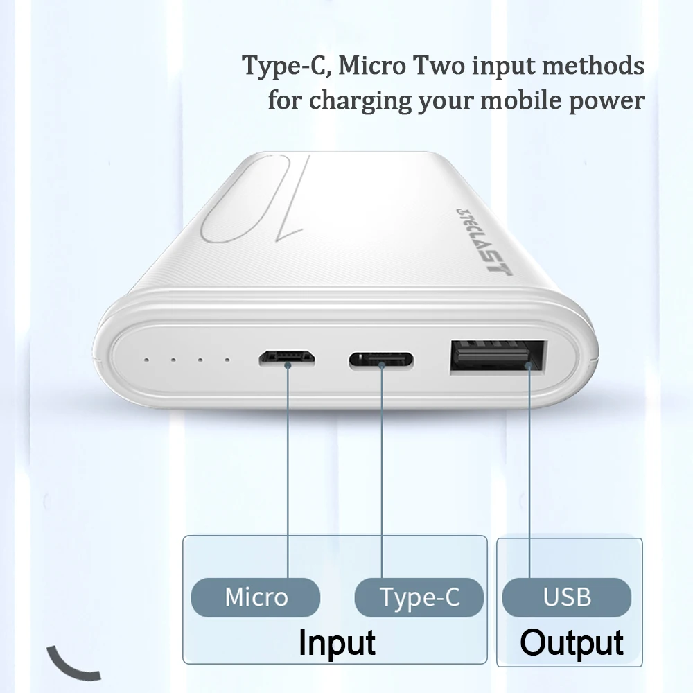 Teclast power Bank T100P 10000 мАч внешняя Мобильная батарея двойной USB 2.1A внешний аккумулятор
