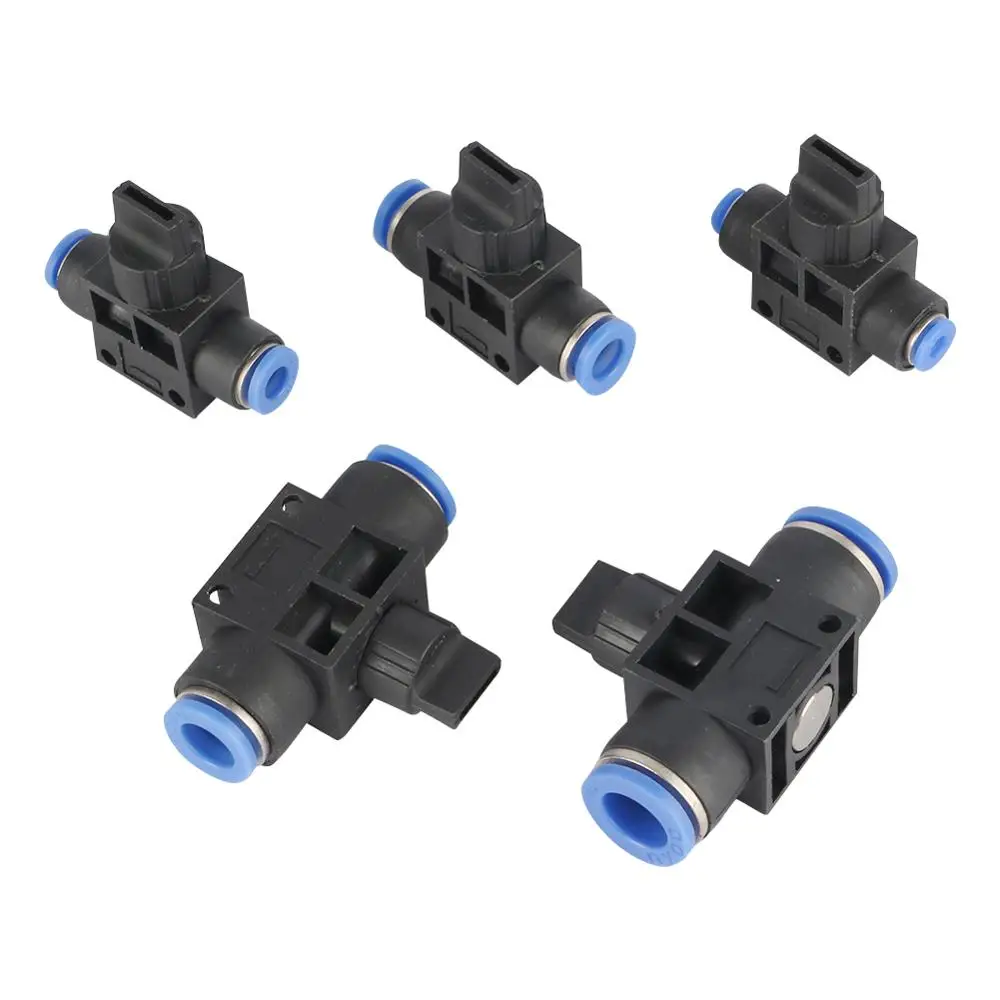 Color: HVFF-6 Fevas Air Pneumatic Hand Valve Fitting 10mm 8mm 6mm 12mm OD Hose Pipe Tube Push Into Connect T-Joint 2-Way Flow Limiting Speed Control 