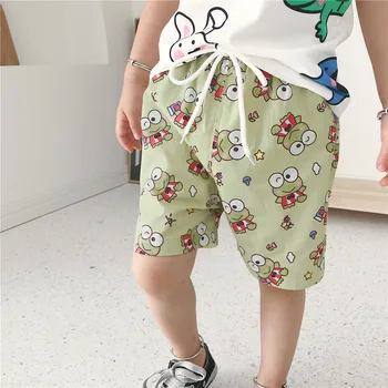 

Tonytaobaby Summer New Boys and Girls Pure Cotton Beach Pants Cartoon Toddler Pants