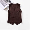 Men's Suit Vest Suede Western Denim Waistcoat Steampunk V-neck Single Breasted жилетка мужская 4