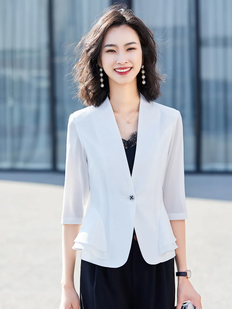 

Suit Jacket Women's Short Debutante Graceful Wear New Style Short-height Suit Sleeves Joint Gauze Tops