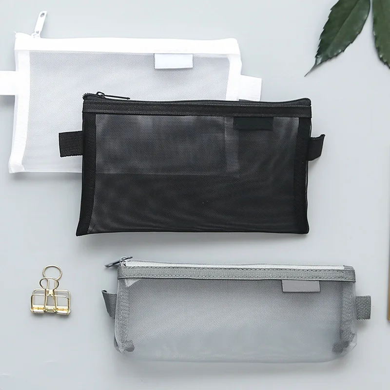 

1 Pcs Simple Transparent Mesh Pencil Case Storage Organizer Pen Bags Pouch Pencil Bag Pencilcase School Supply Kawaii Stationery