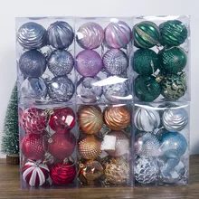 12 шт., шар для рождественской елки, блестящий пластик, ПВХ, безделушка, рождественская елка, подвесное украшение, Esferas De Navidad, декоративные шары для рождественской вечеринки