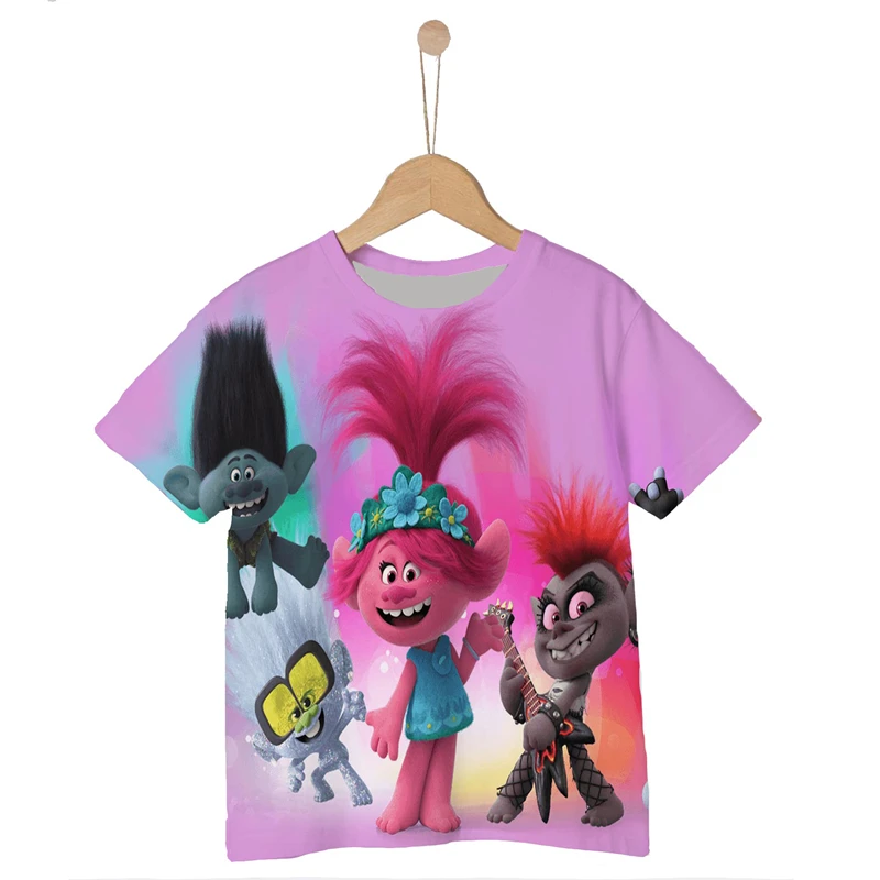 2021 Trolls world tour 3D Print T shirt Boys and girls Trolls Tee Tshirt Funny Cartoons Graphics Unisex Children Casual Tops 5