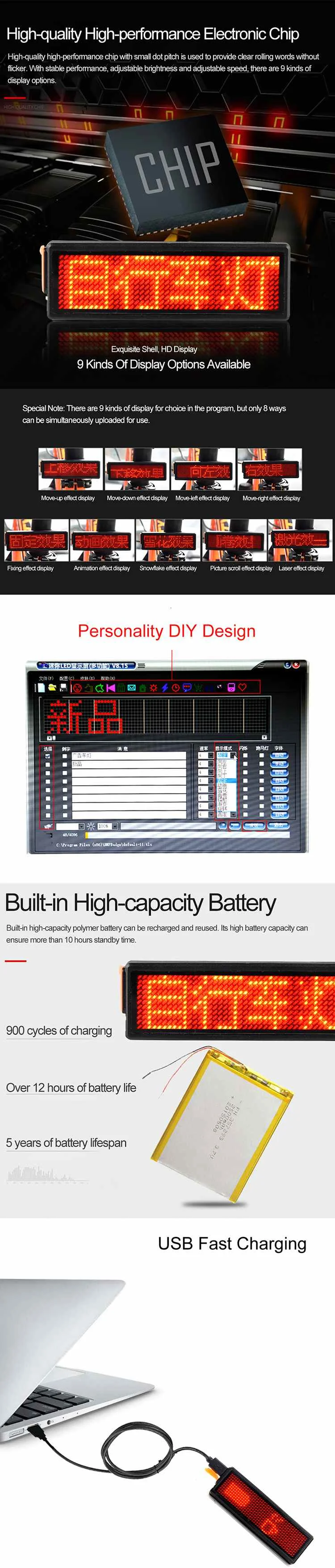 XANES DIY велосипедный задний светильник программируемый светодиодный электронный рекламный дисплей велосипедный светильник USB задний фонарь