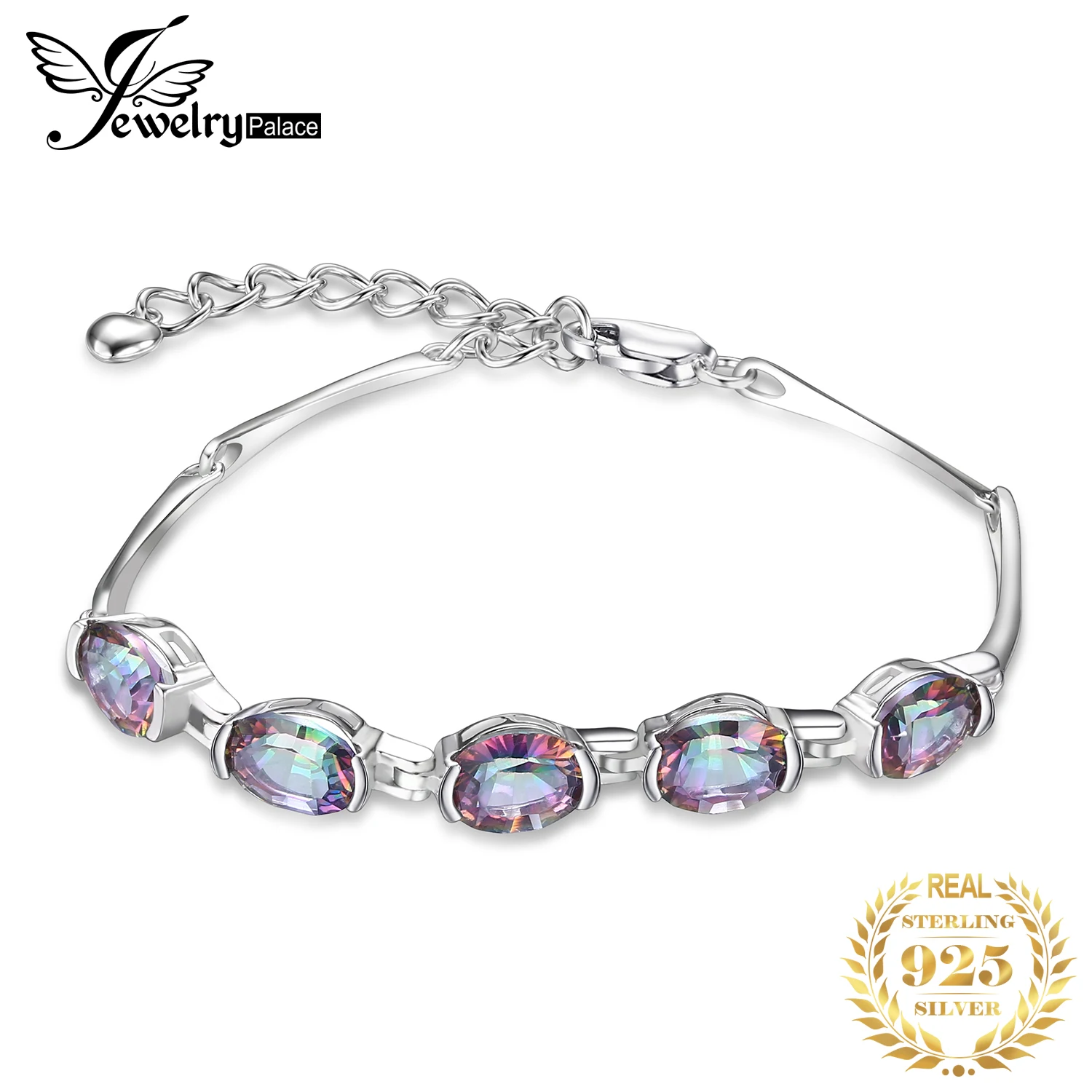 JewelryPalace натуральный Мистический топаз серебро 925 пробы браслет теннисные