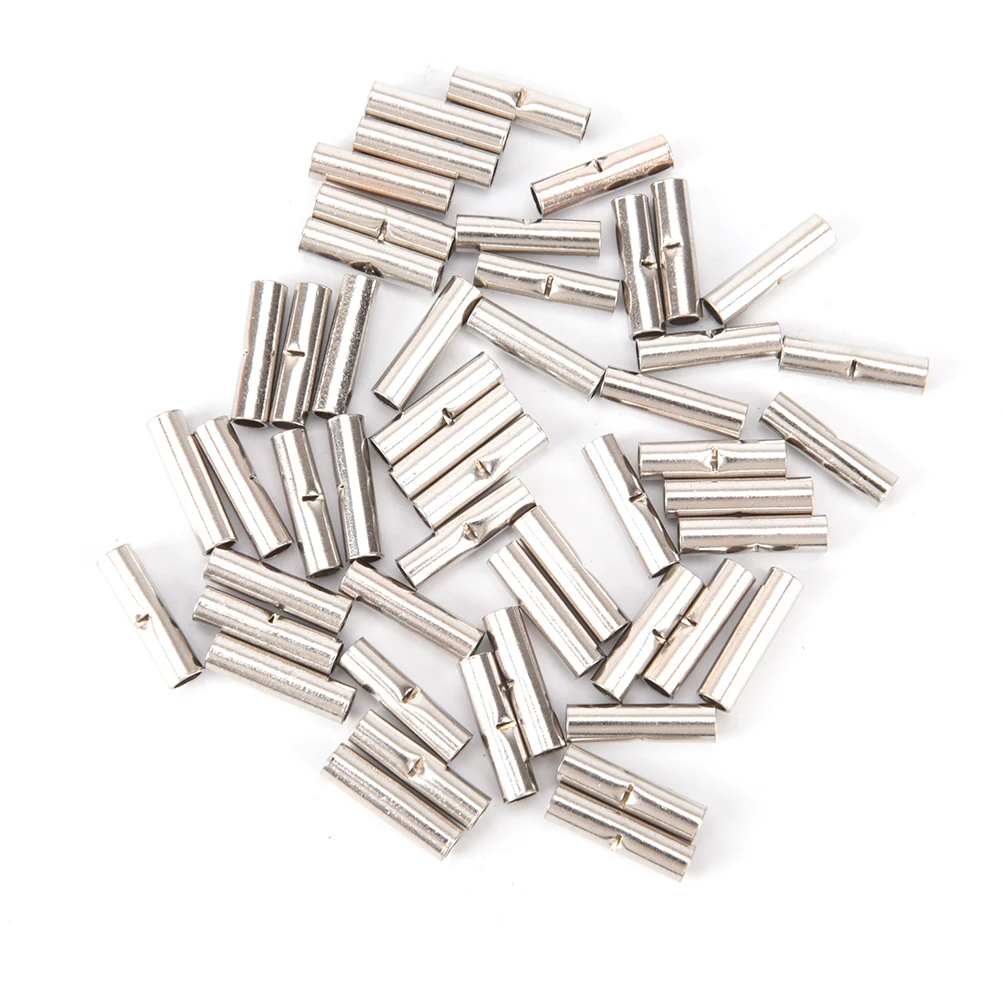 

50Pcs 14-16 AWG Gauge Uninsulated/Non Insulated Butt Crimp Connectors Terminal