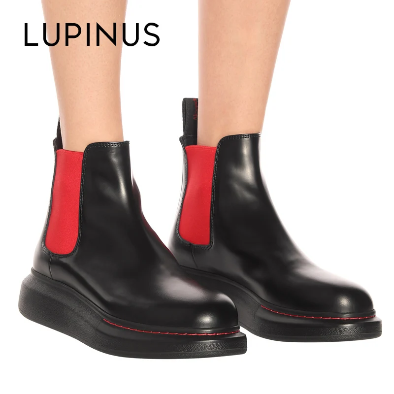 Lupinus/Модные ботильоны для женщин Шикарные женские ботинки челси на платформе