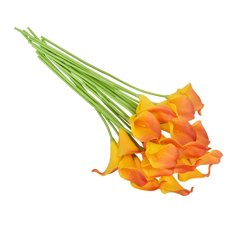 orange 10 шт. Искусственные цветы Пу каллы Флорес Букеты Свадебные Декоративные искусственные цветы домашний декор искусственные растения - Цвет: orange
