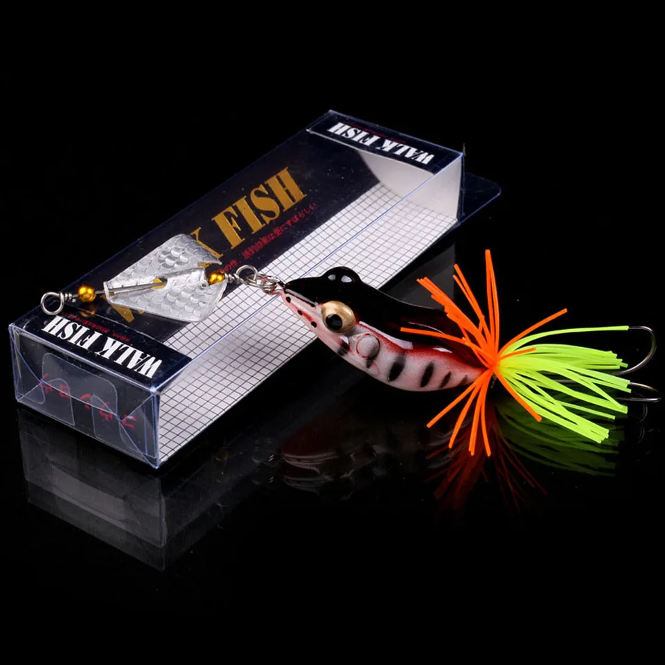 

WALK FISH 1PCS 9g/11.2g Fishing Lures Treble Hooks Topwater Ray Frog Minnow Bait Crankbait Wobblers 3D Eyes Fishing Tackle