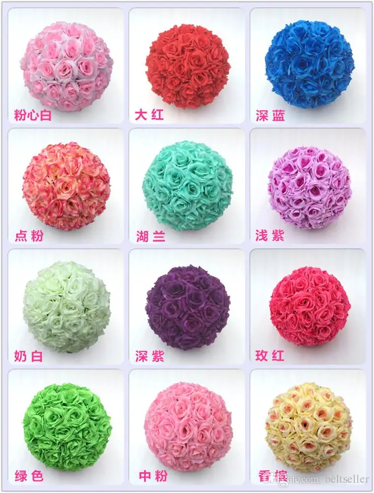 20cm 8inch Artificial Silk Rose ball Wholesale Rose flower kissing Balls Wedding Party Decorations Christmas Ornaments