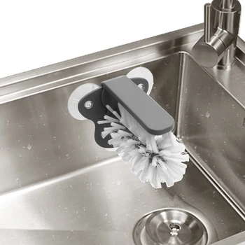 

Removable Rotating Cup Teacup Brush Home Kitchen Cleaning PVC Glass Cleaning With Wall Suction