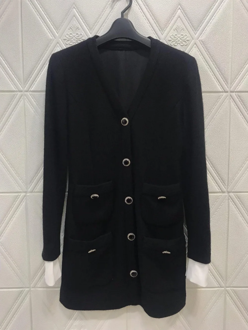 2019FW осеннее Новое Женское модное платье с длинным рукавом женское твидовое платье с v-образным вырезом женские тонкие платья