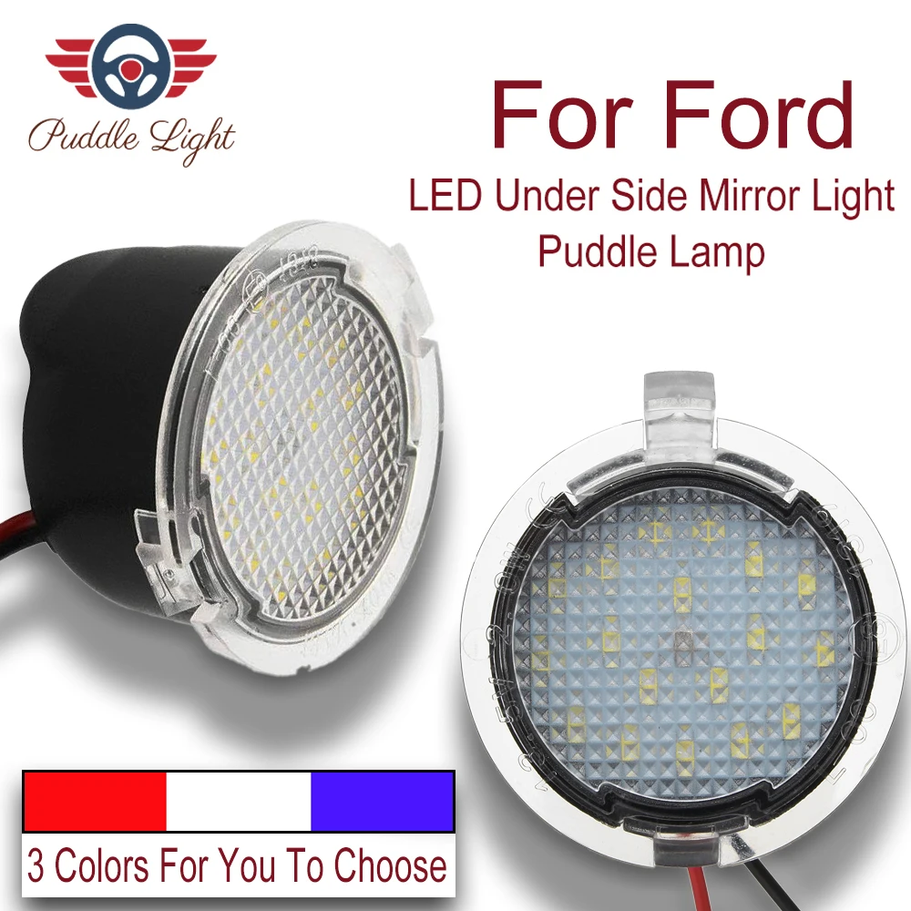 

LED Side Under Mirror Puddle Light Lamp For Ford F-150 Expedition Explorer Edge Flex Fusion Taurus X Lincoln Mercury, 6000K Whit