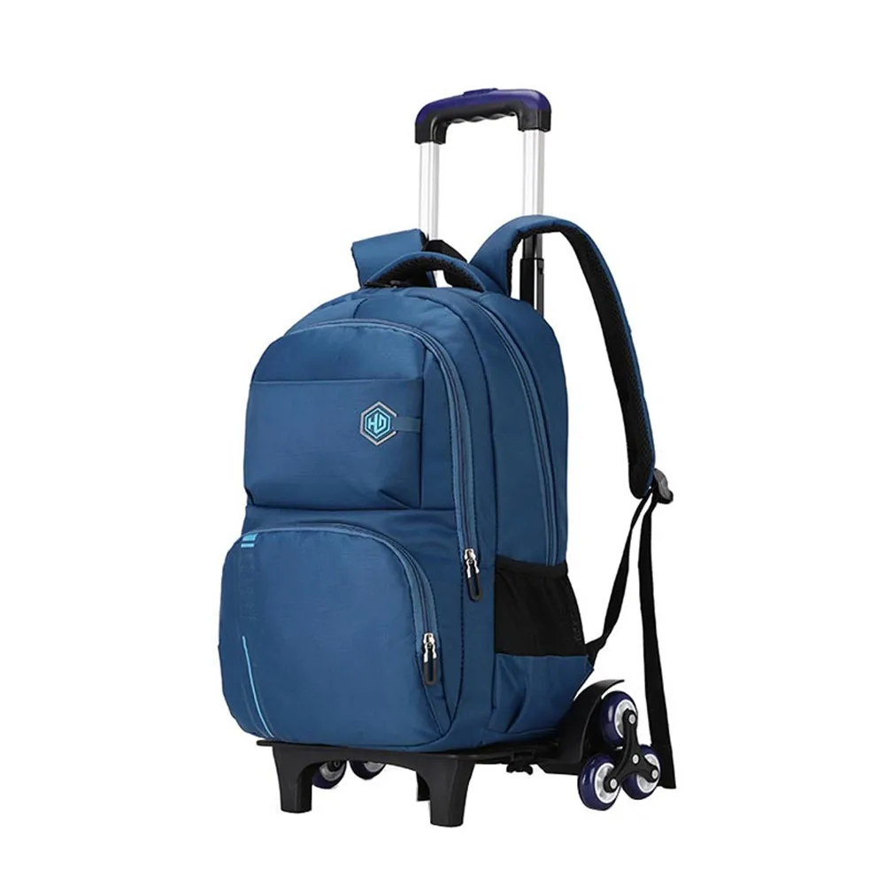 2/6 колеса новые детские школьные сумки рюкзаки на колесиках для мальчиков школьный Детский чемодан на рюкзак на колесиках мужские Bolsas Mochila - Цвет: 6 wheels light blue