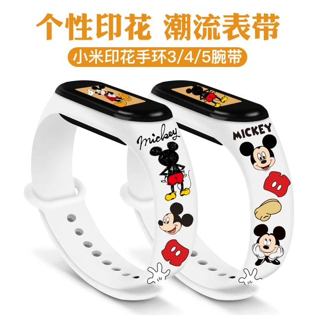 Disney Mickey Minnie strap is suitable for Xiaomi 3/4/5/6/NFC Mi Band printing wristband strap watch decoration birthday gifts 2
