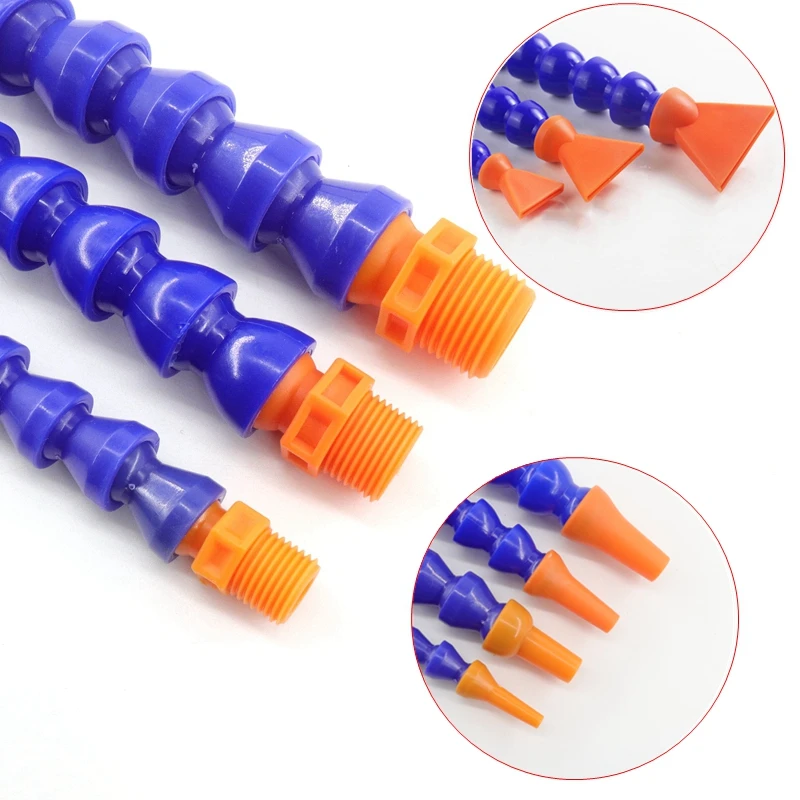 

1/2 3/8 1/4''Male Thread 300~700mm Plastic Flexible Water Oil Coolant Pipe with Round Flat Nozzle for CNC Milling Lathe Cooling