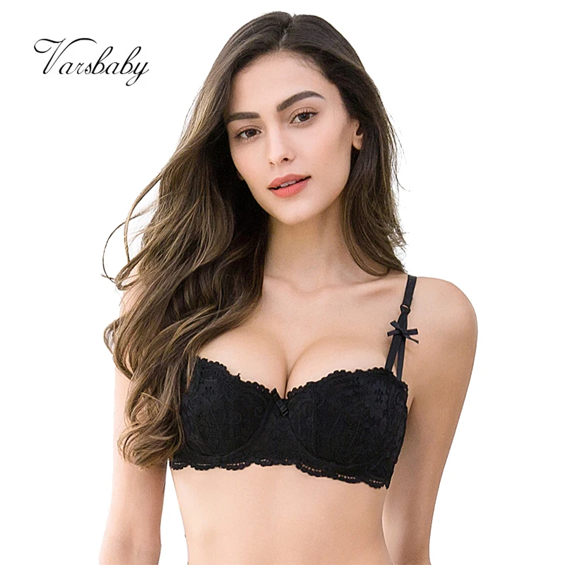 Varsbaby Sexy Unlined Balconette Demi-Cup Underwire Lace Bra