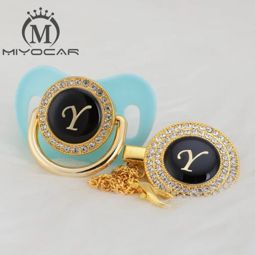 LY-7 6-18M BLING name Initial letter Y elegant silver bling pacifier and pacifier clip BPA free dummy bling unique design SGS pass LY - Цвет: LY-7 6-18M