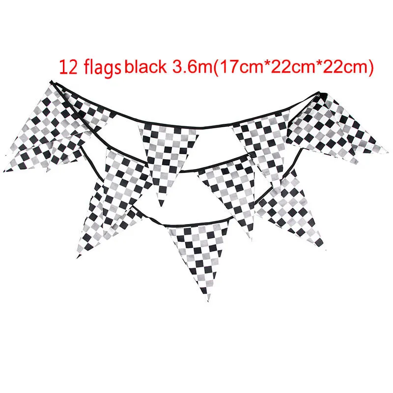 3.6m 12flags Black 1 шт. 10 м 38 шт. флаги клетчатый Вымпел Баннер черно-белые флаги гонки для домашней вечеринки на день рождения украшения - Цвет: 3.6m 12flags Black