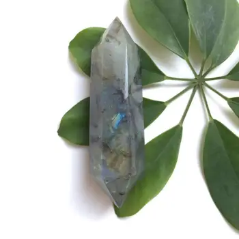 

High Quality & Beautiful Natural Labradorite Hand Carved Crystal Biapiculate Point Wand For Present Or Collection ZY