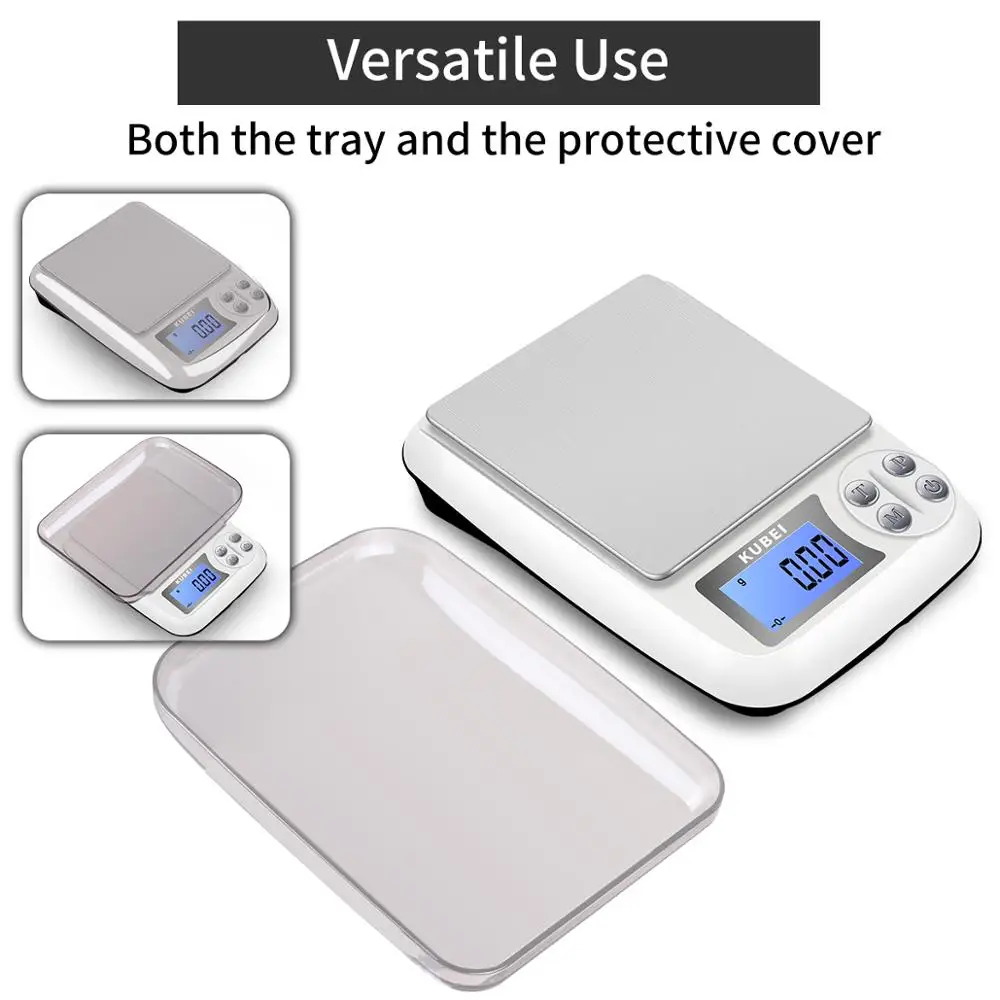 

KUBEI Digital Kitchen Scale, 1kg/0.01g 3kg/0.1g Multifunction Cooking Scale Food Scale with Tray, Jewelry Scale